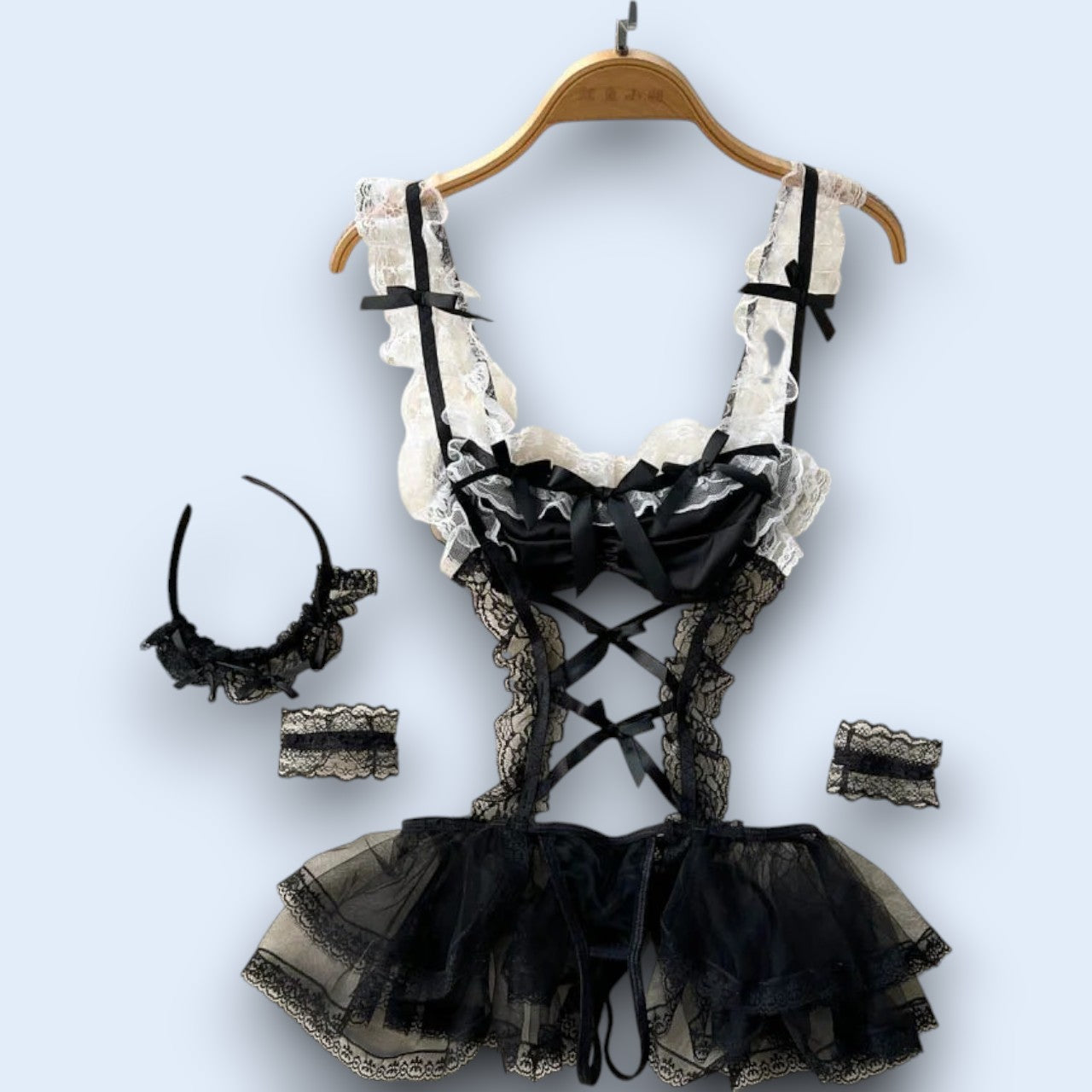 Costume de Maid Noir "Kuroneko Lace"