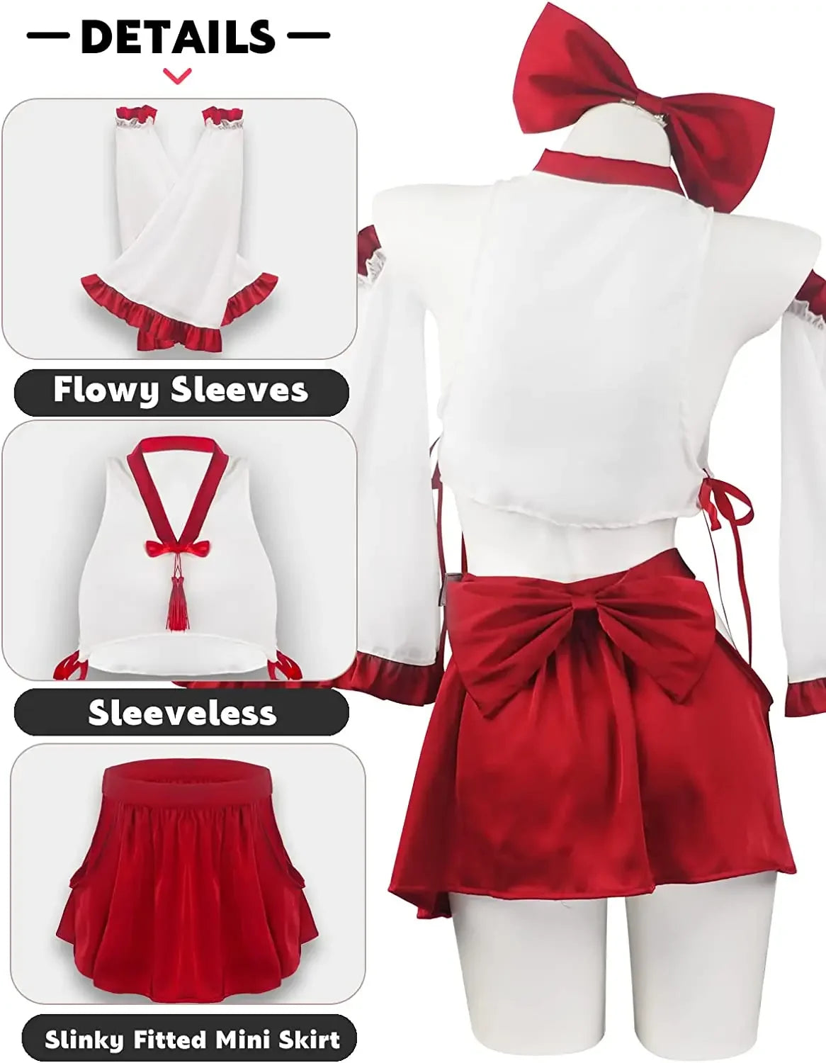 Costume de Cosplay Miko Élégance Rouge et Blanc - Hentaï Dream